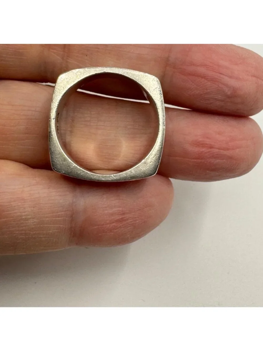 Squared Etched Design Band Sterling Silver 925 Ring Size 8.75